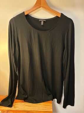 Eileen Fisher Black Long Sleeve Scoop Neck Top